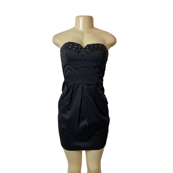 I.N. San Francisco Black Strapless Studded Mini Dress Size 5 - New - Picture 1 of 10